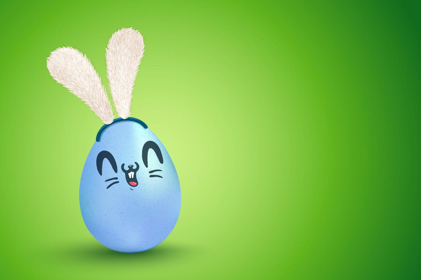 Vector cute egg with bunny ears in kawaii style.