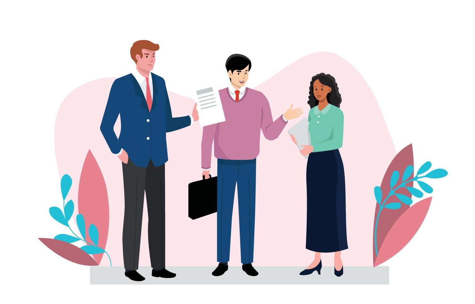 Business Men and Woman Doing Discussion vector