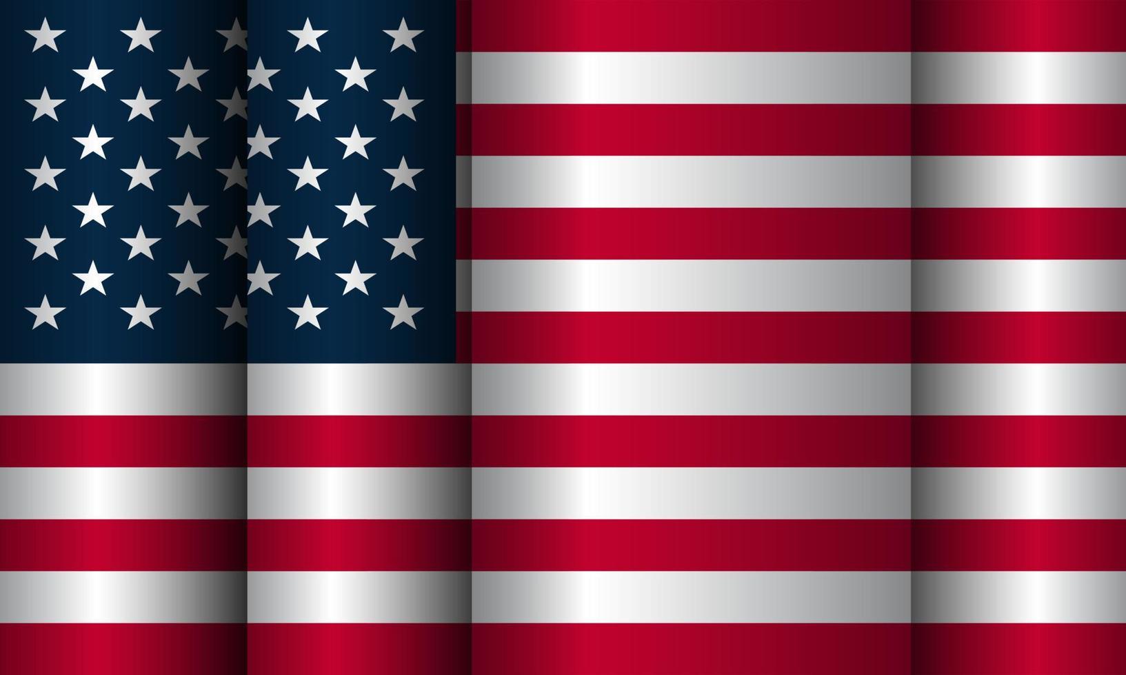 Illustration of waving USA flag. vector