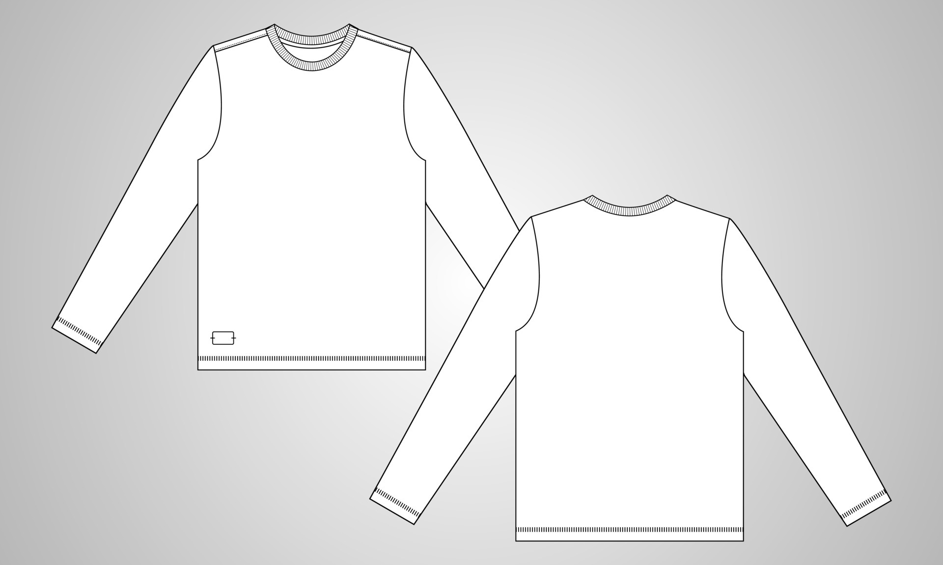 Long sleeve shirts fashion flat sketch template12 Vector Image