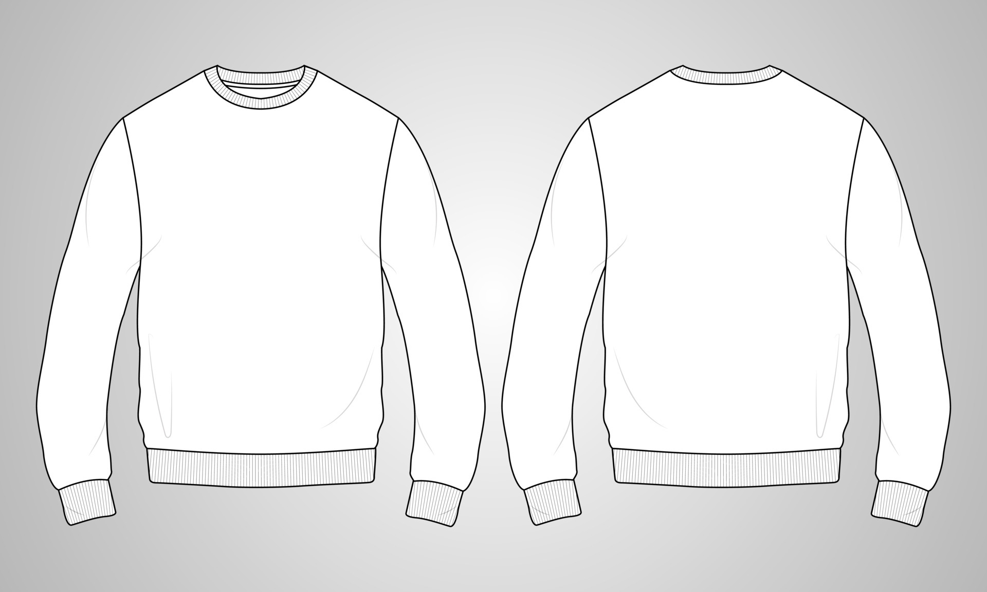 Round neck Long sleeve Sweatshirt overall fashion Flat Sketches Round neck Long sleeve Sweatshirt overall fashion Flat Sketches