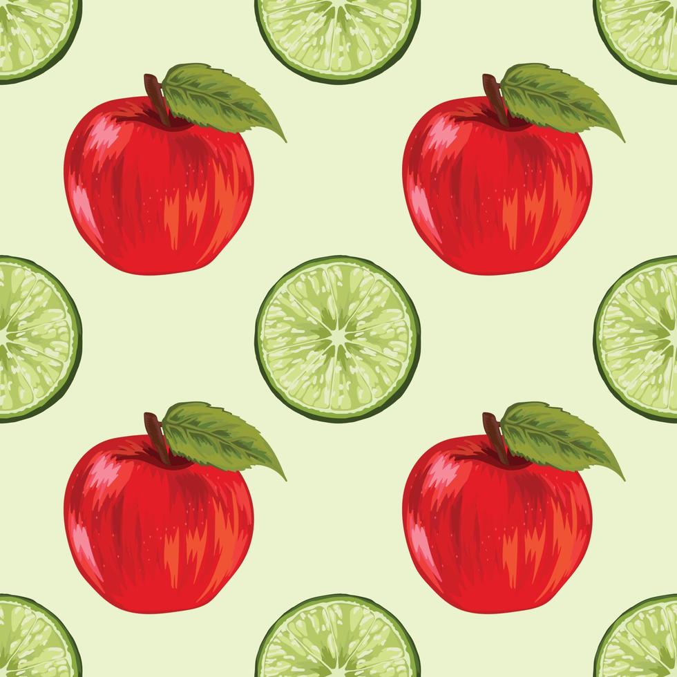 hand draw apple and lemon seamless vector