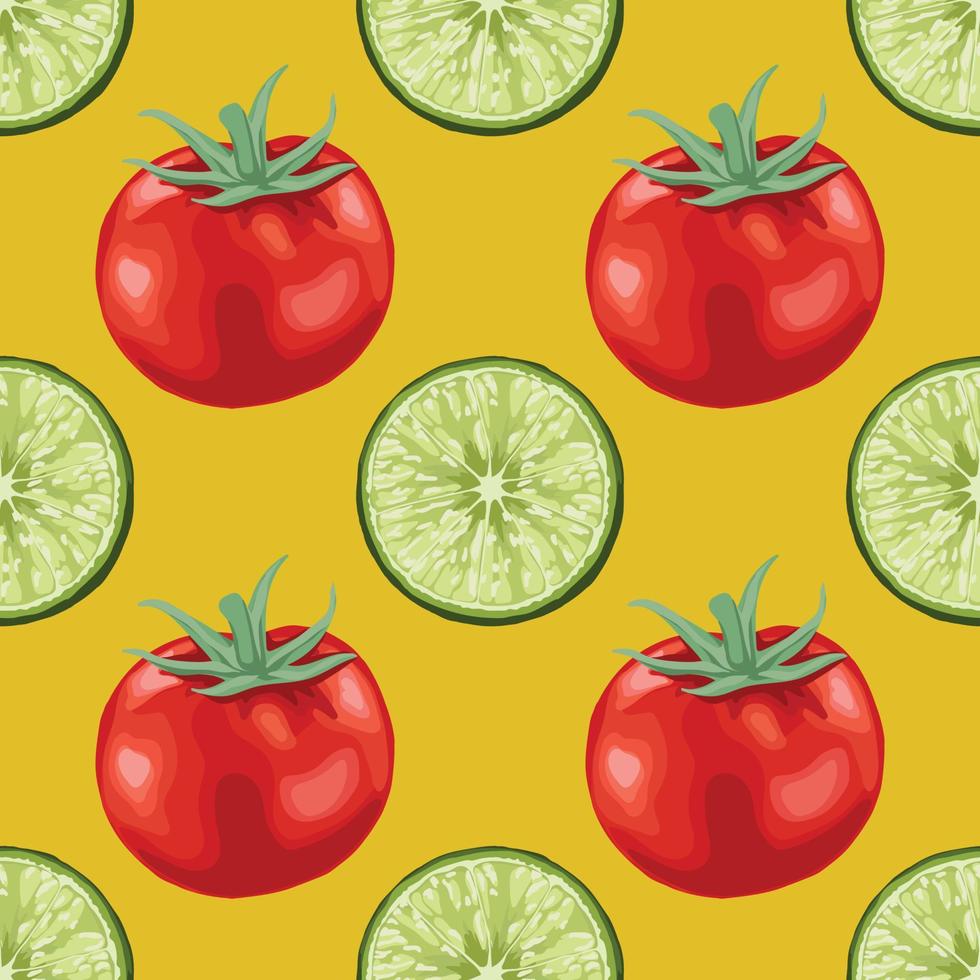 red tomato and lemons seamless vector