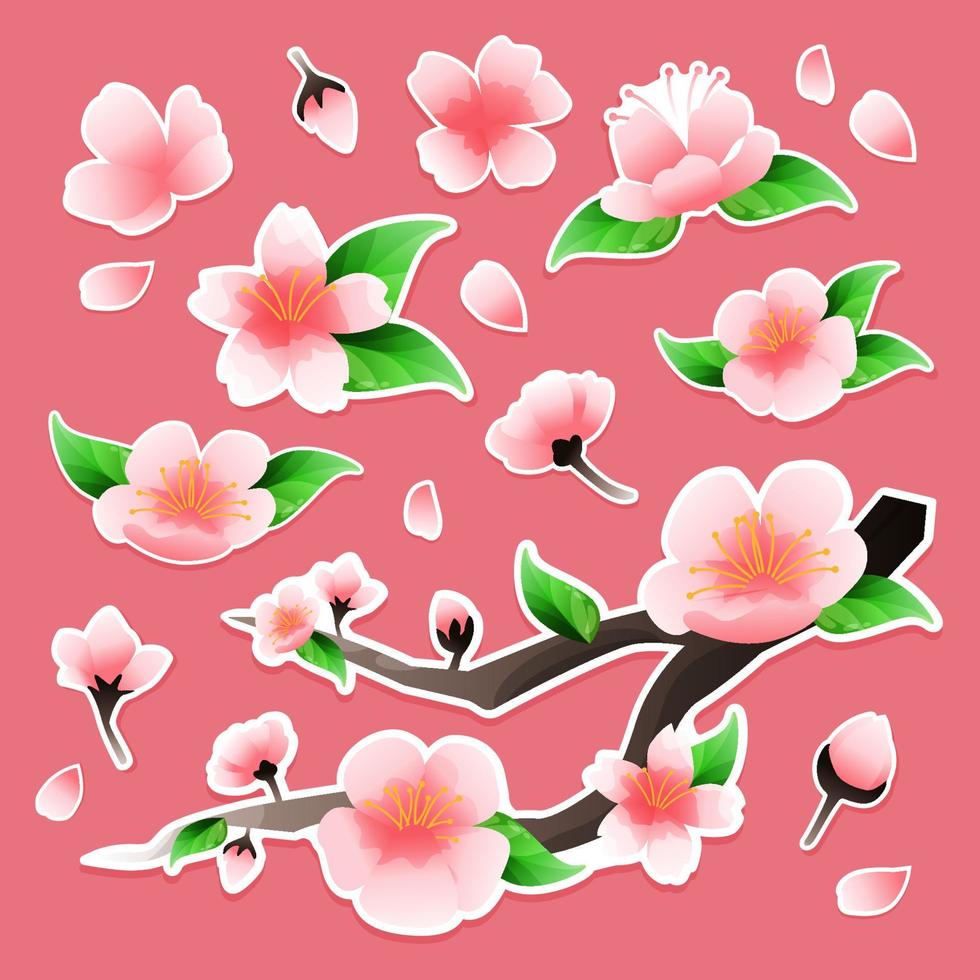 Spring Cherry Blossom Journal Sticker vector