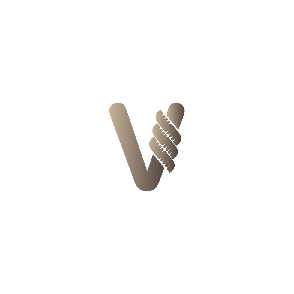 letra v envuelta en ilustración de diseño de logotipo de icono de cuerda vector