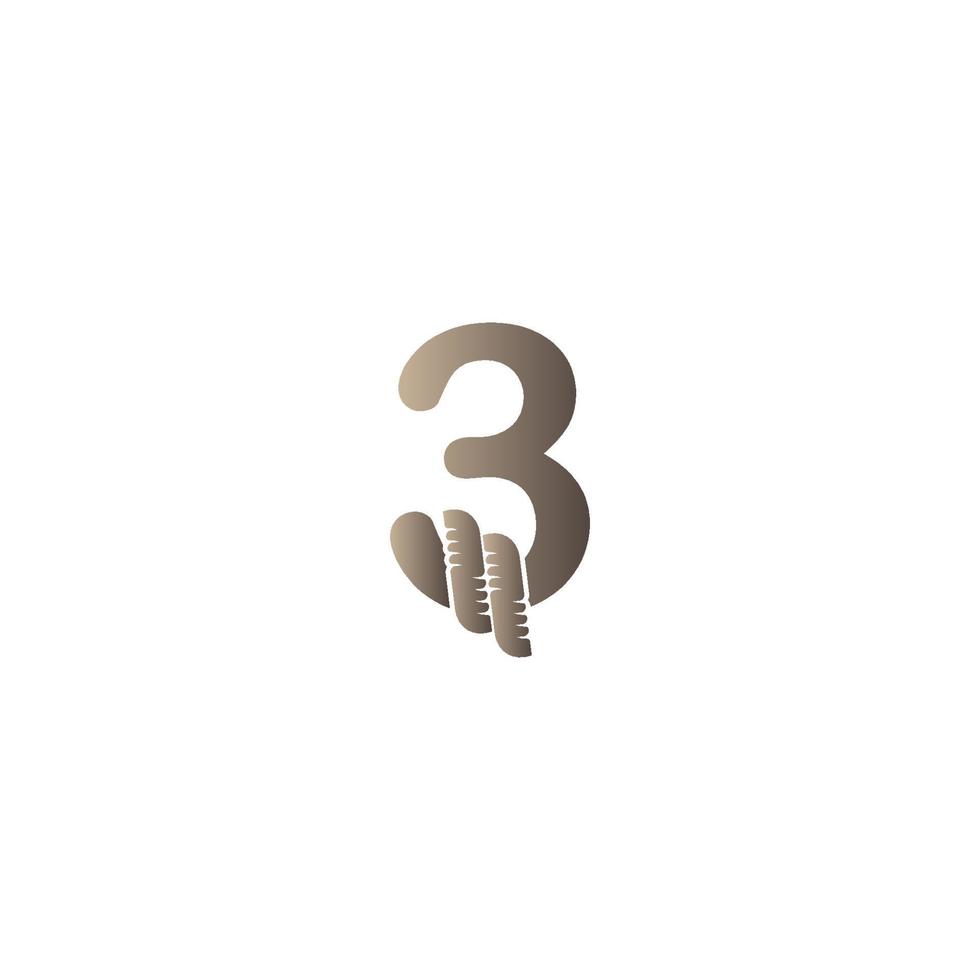 número 3 envuelto en ilustración de diseño de logotipo de icono de cuerda vector