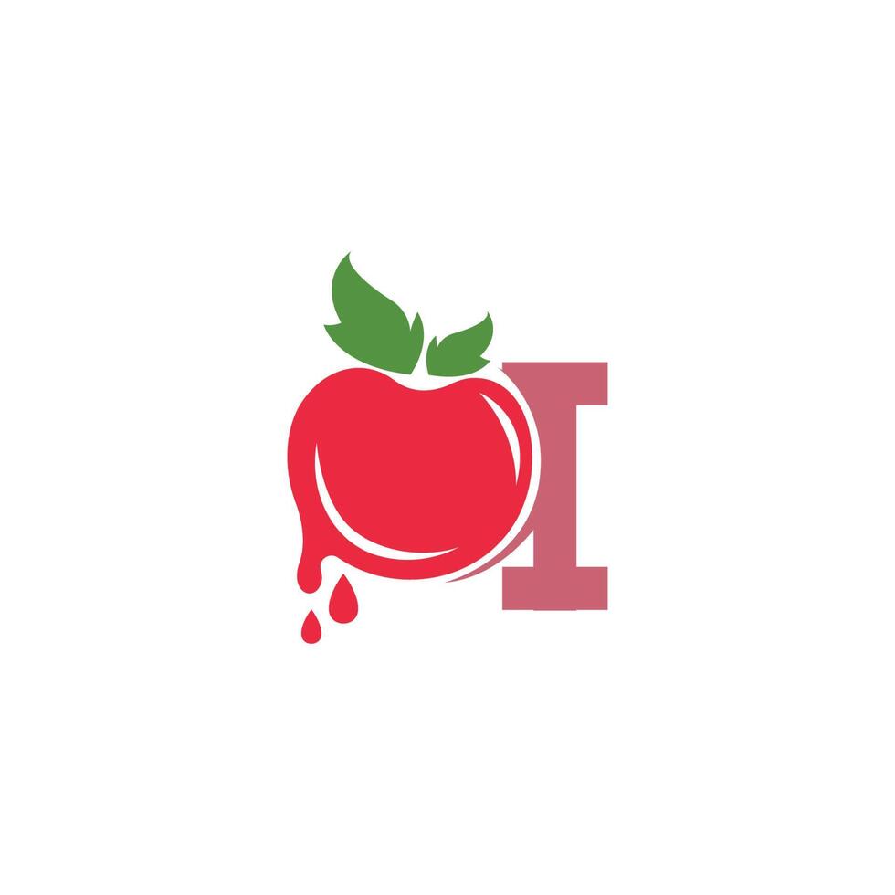 letra i con ilustración de plantilla de diseño de logotipo de icono de tomate vector