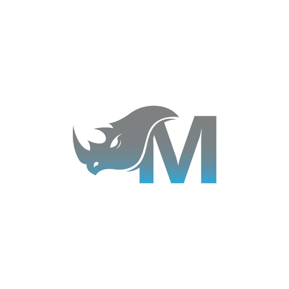 letra m con plantilla de logotipo de icono de cabeza de rinoceronte vector