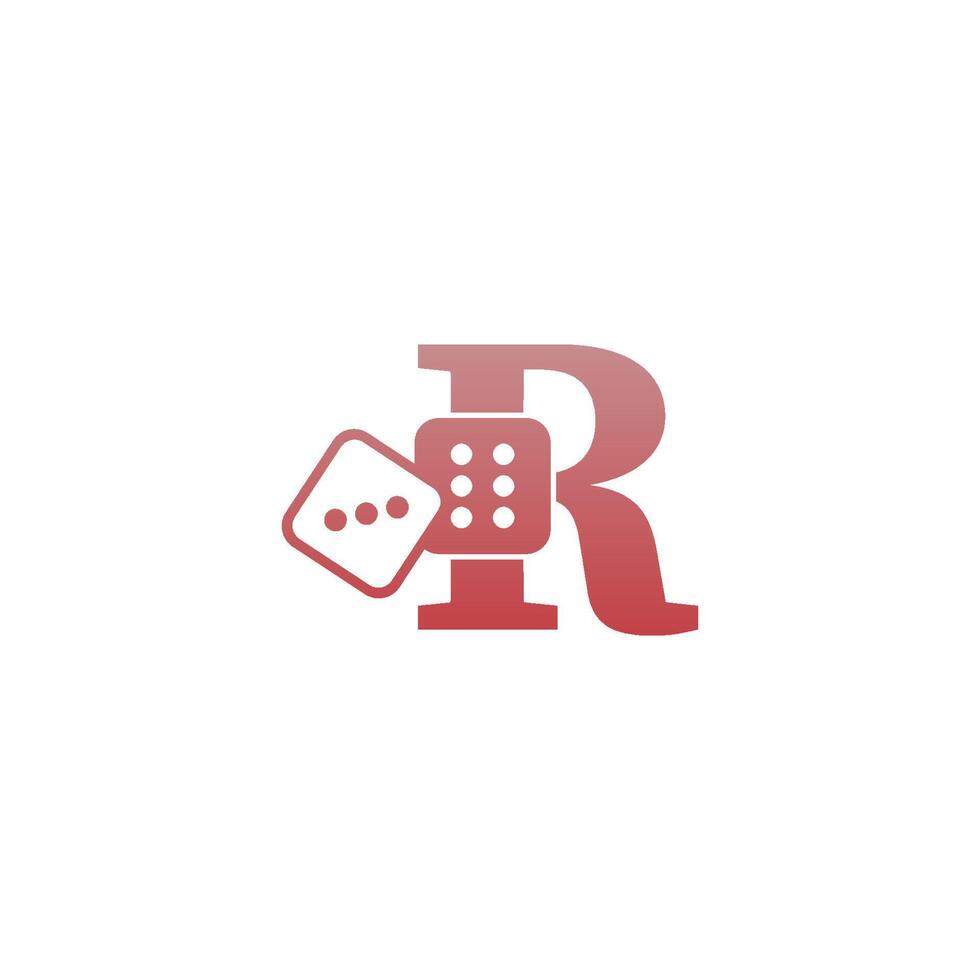 Letter R with dice two icon logo template vector