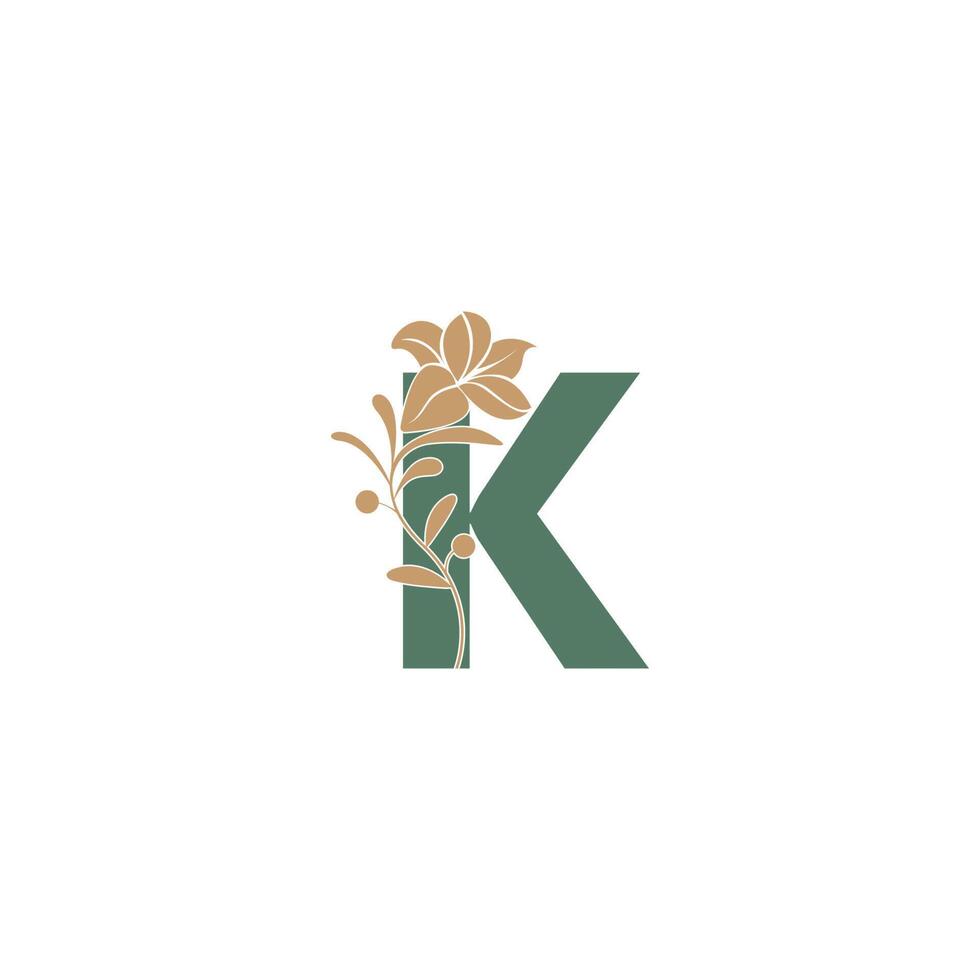 Letter K icon with lily beauty illustration template vector