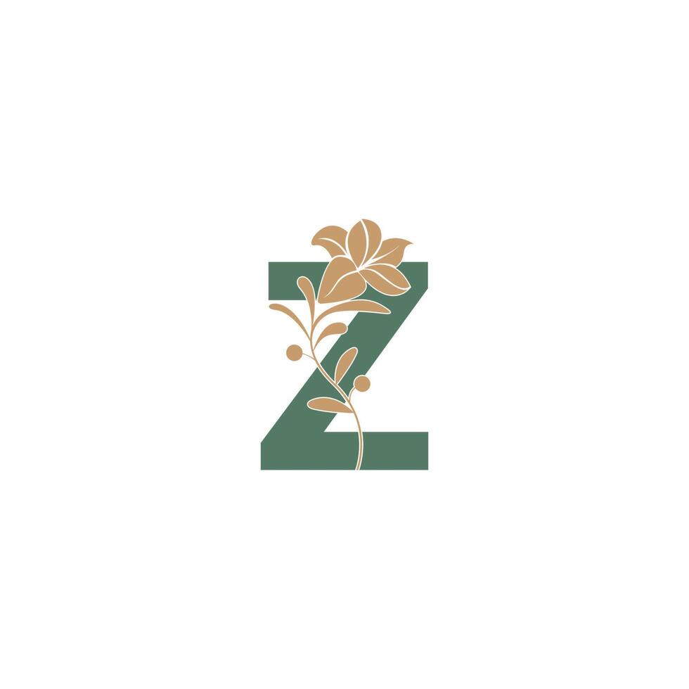 Letter Z icon with lily beauty illustration template vector