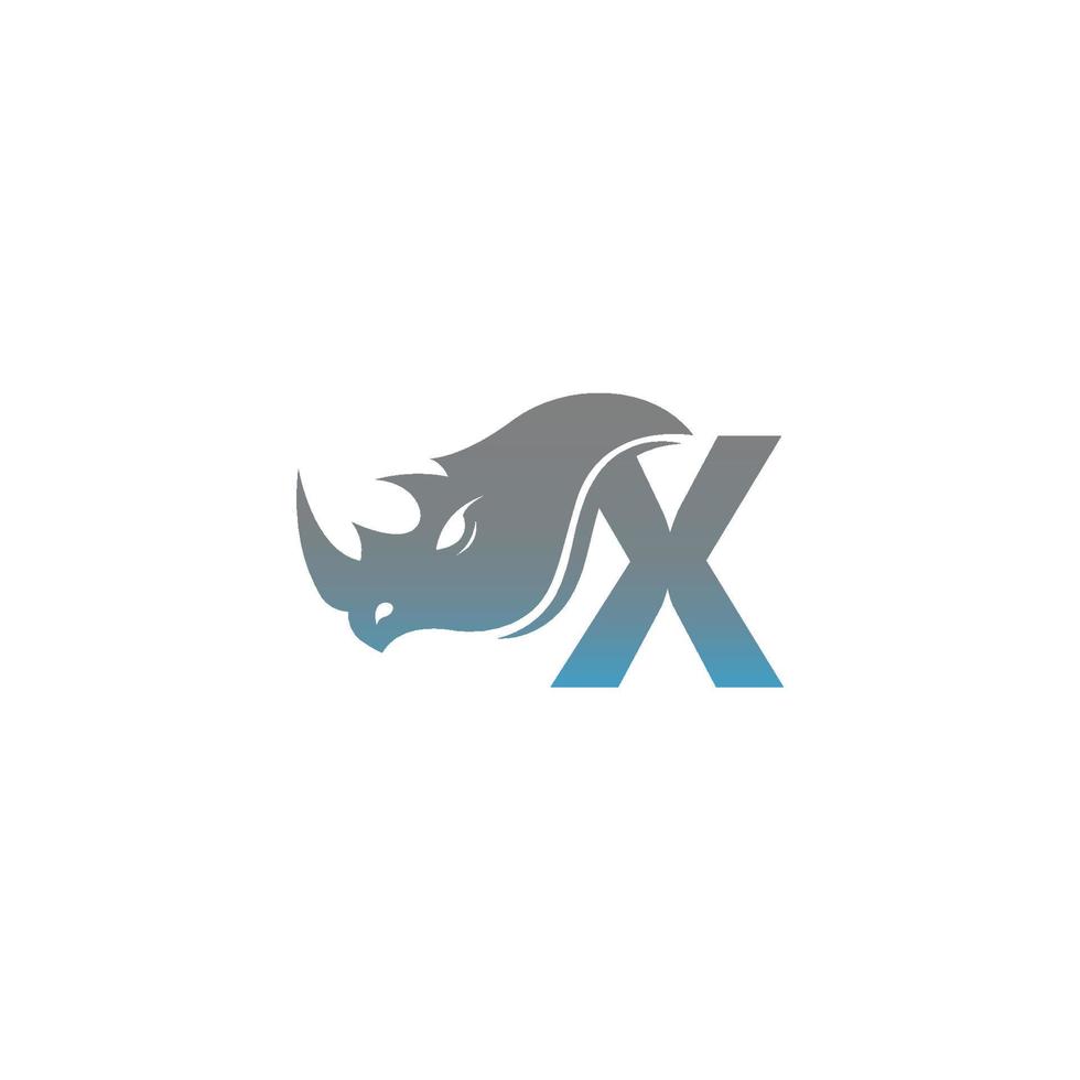 letra x con plantilla de logotipo de icono de cabeza de rinoceronte vector