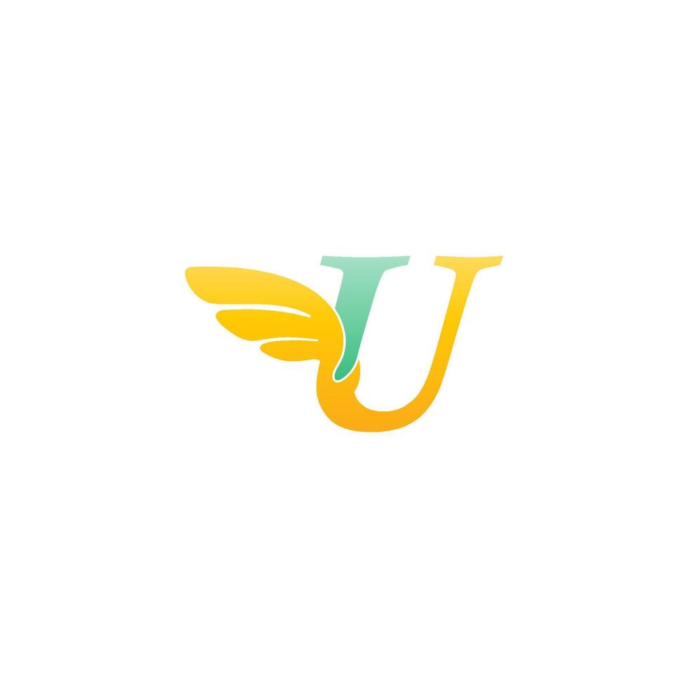 Letter U logo icon illustration with wings vector