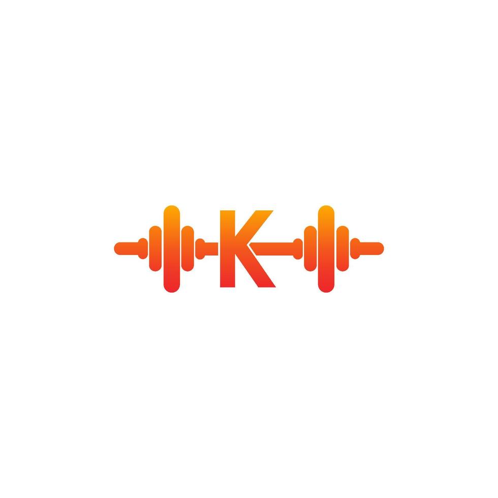 Letter K with barbell icon fitness design template illustration vector