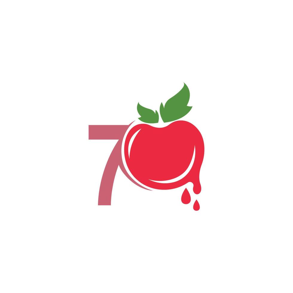 número 7 con ilustración de plantilla de diseño de logotipo de icono de tomate vector