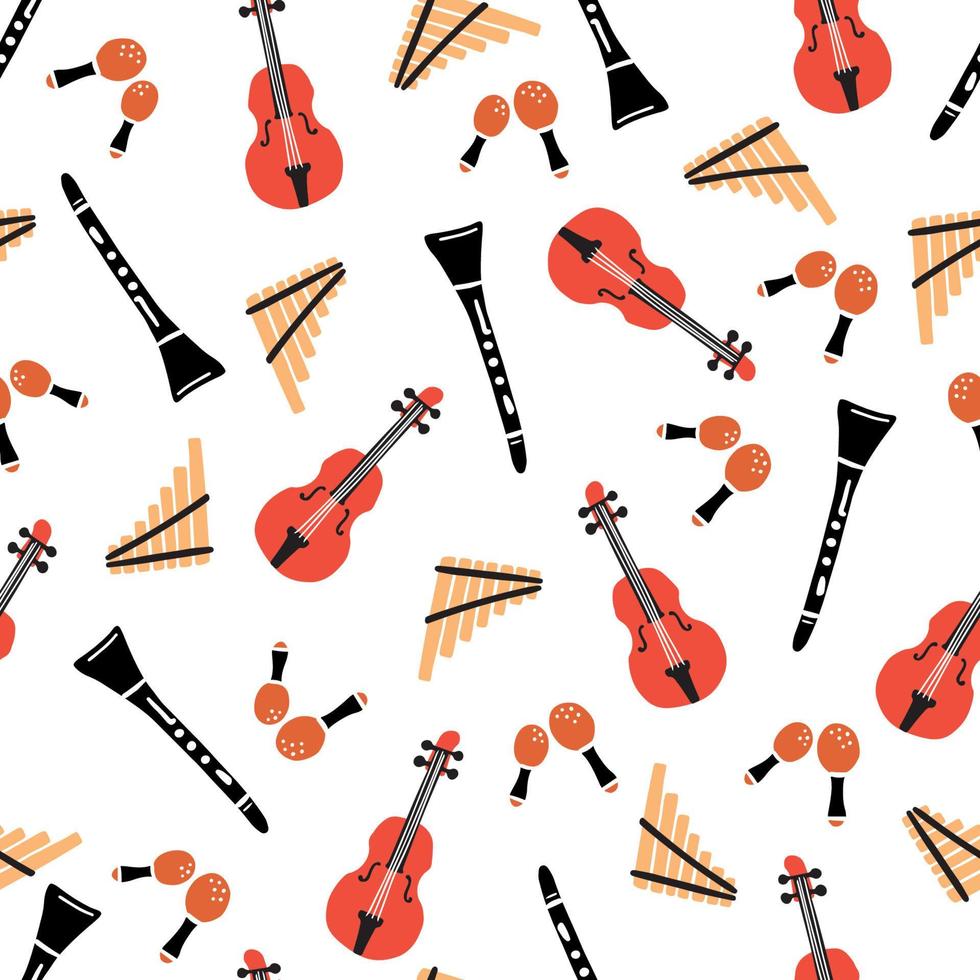 seamless pattern of musical instrument vector