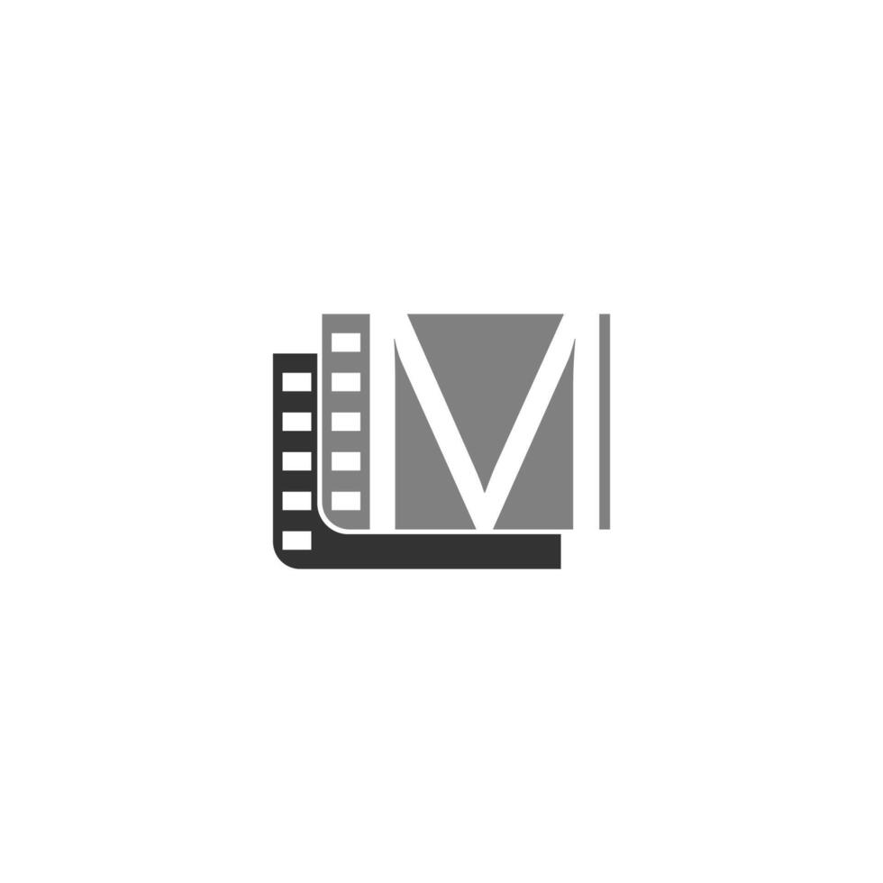 Letter M icon in film strip illustration template vector