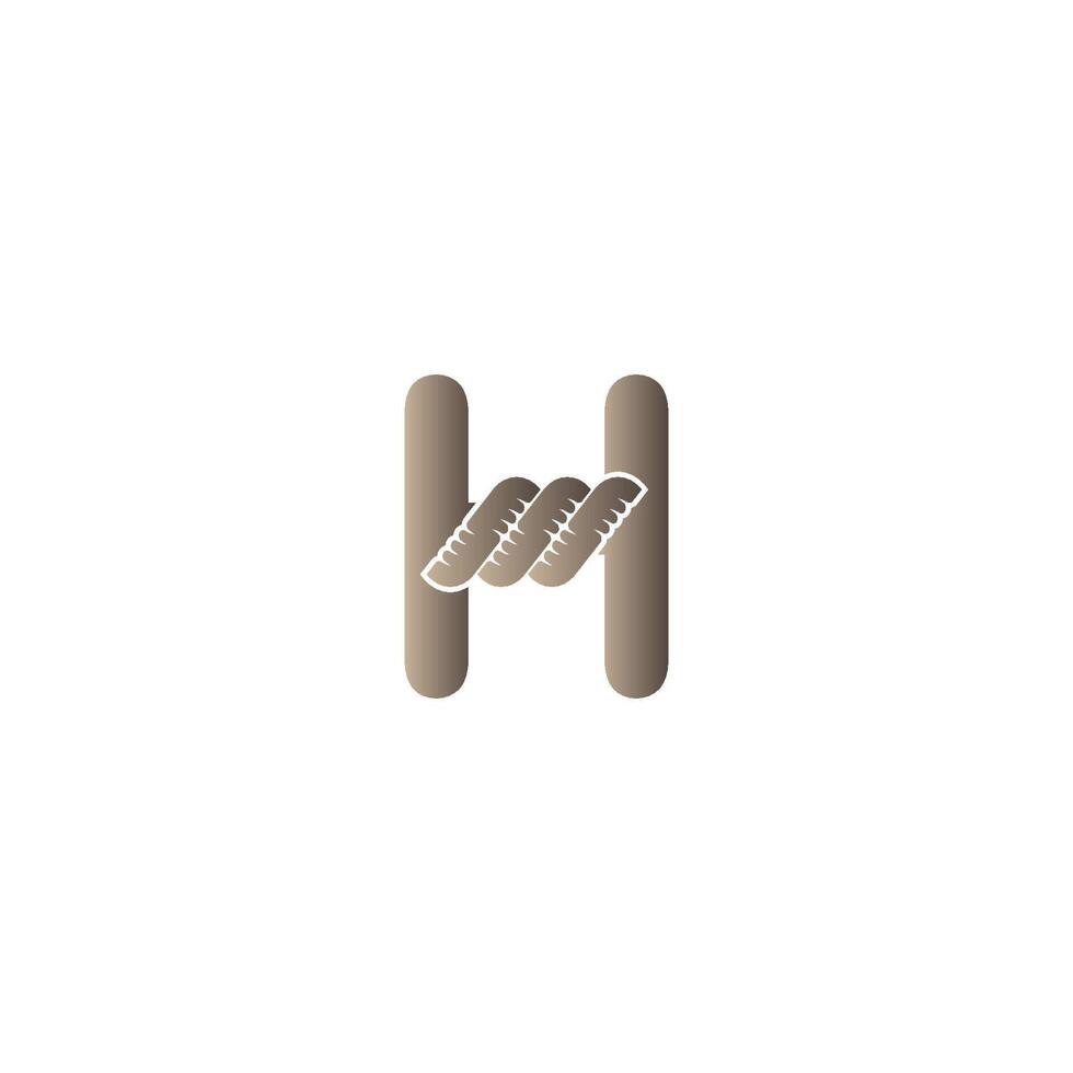 Letter H wrapped in rope icon logo design illustration vector