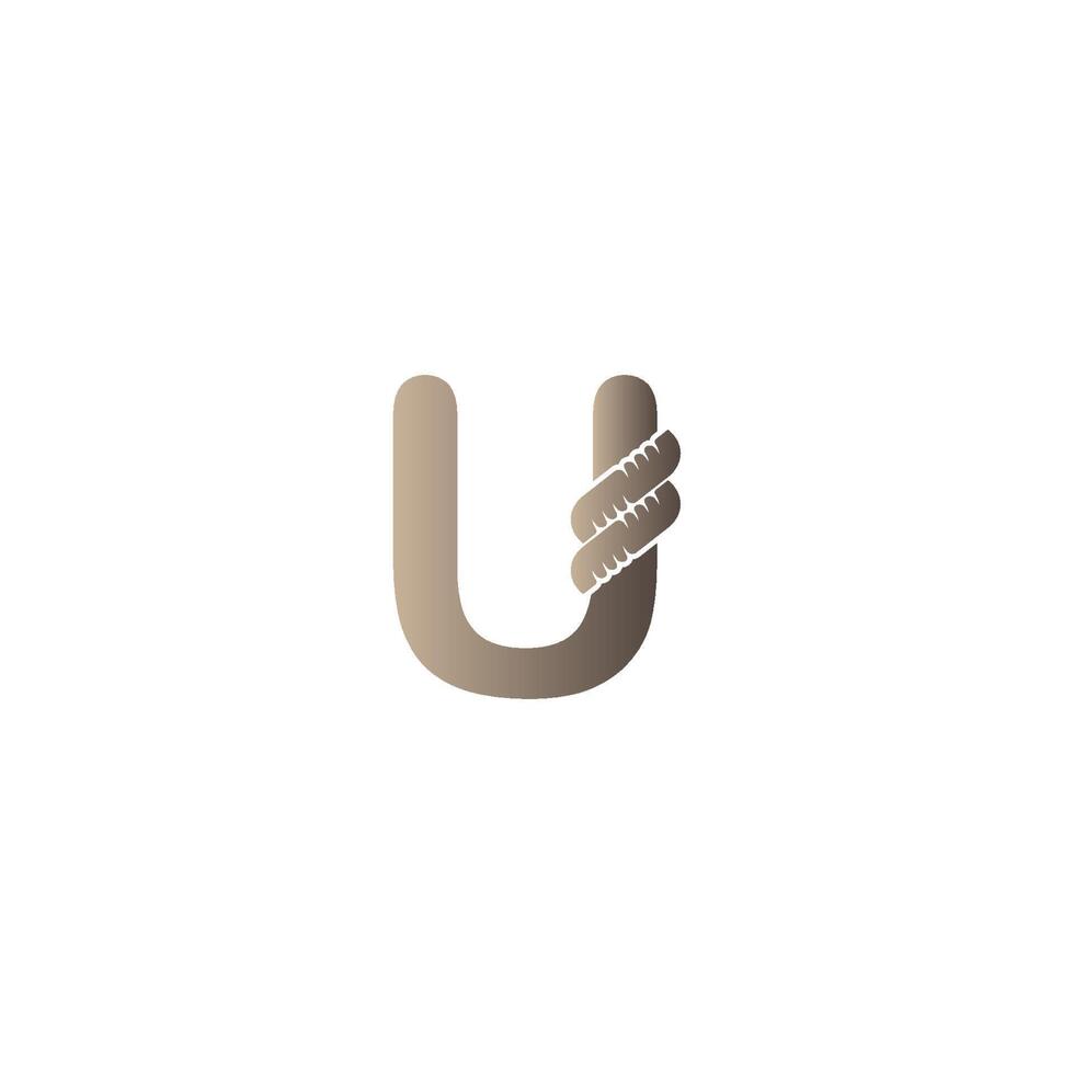 Letter U wrapped in rope icon logo design illustration vector