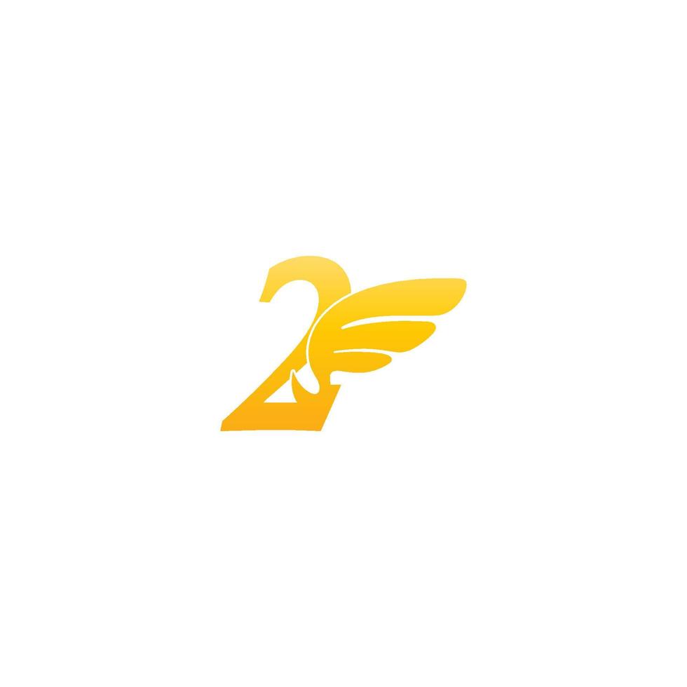 ilustración del icono del logotipo número 2 con alas vector