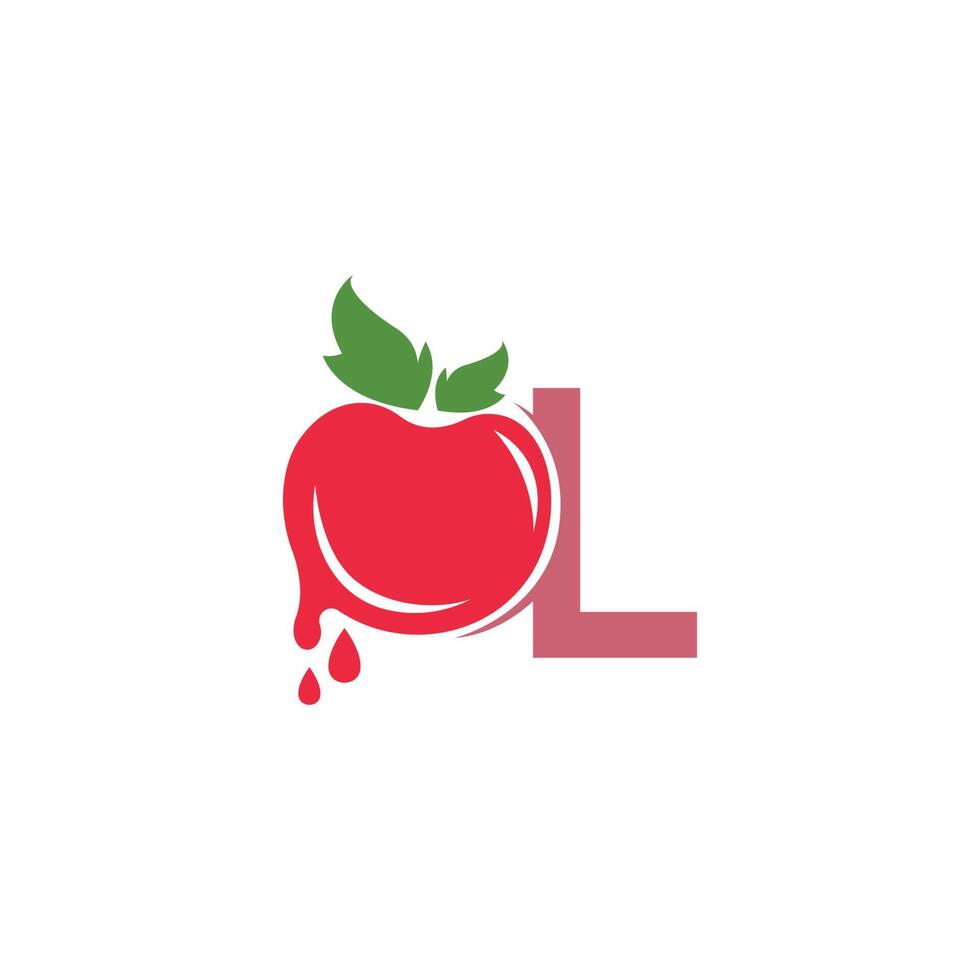 letra l con ilustración de plantilla de diseño de logotipo de icono de tomate vector