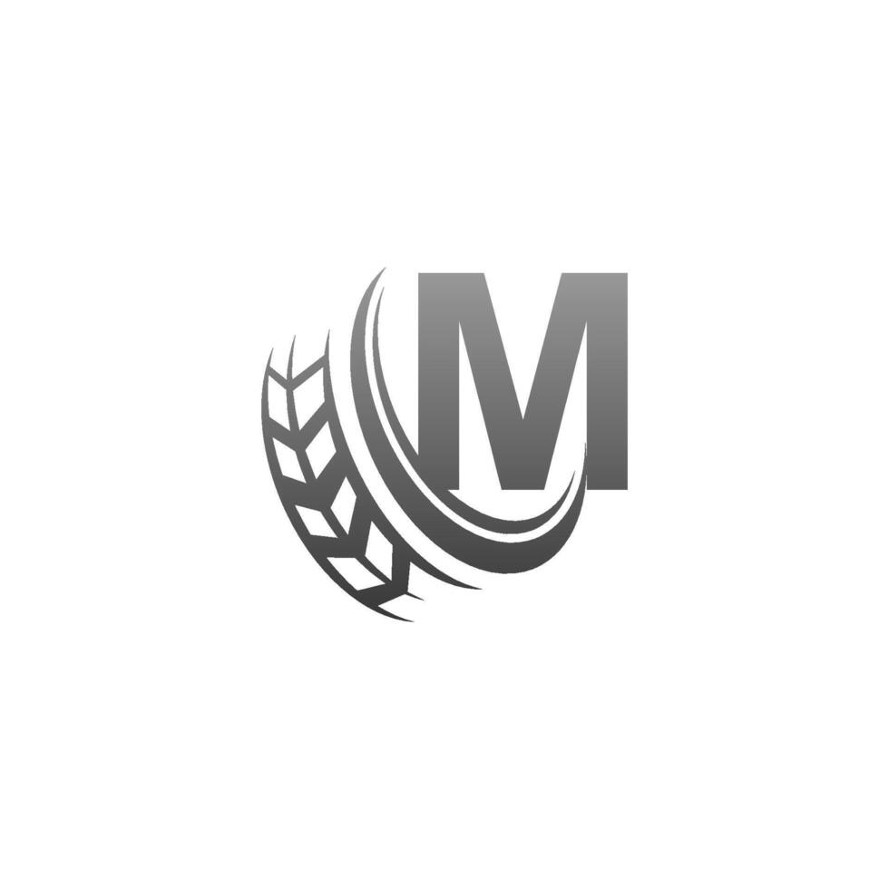 Letter M with trailing wheel icon design template illustration vector