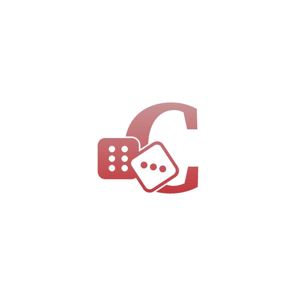 plantilla de logotipo de letra c con dos iconos de dados vector