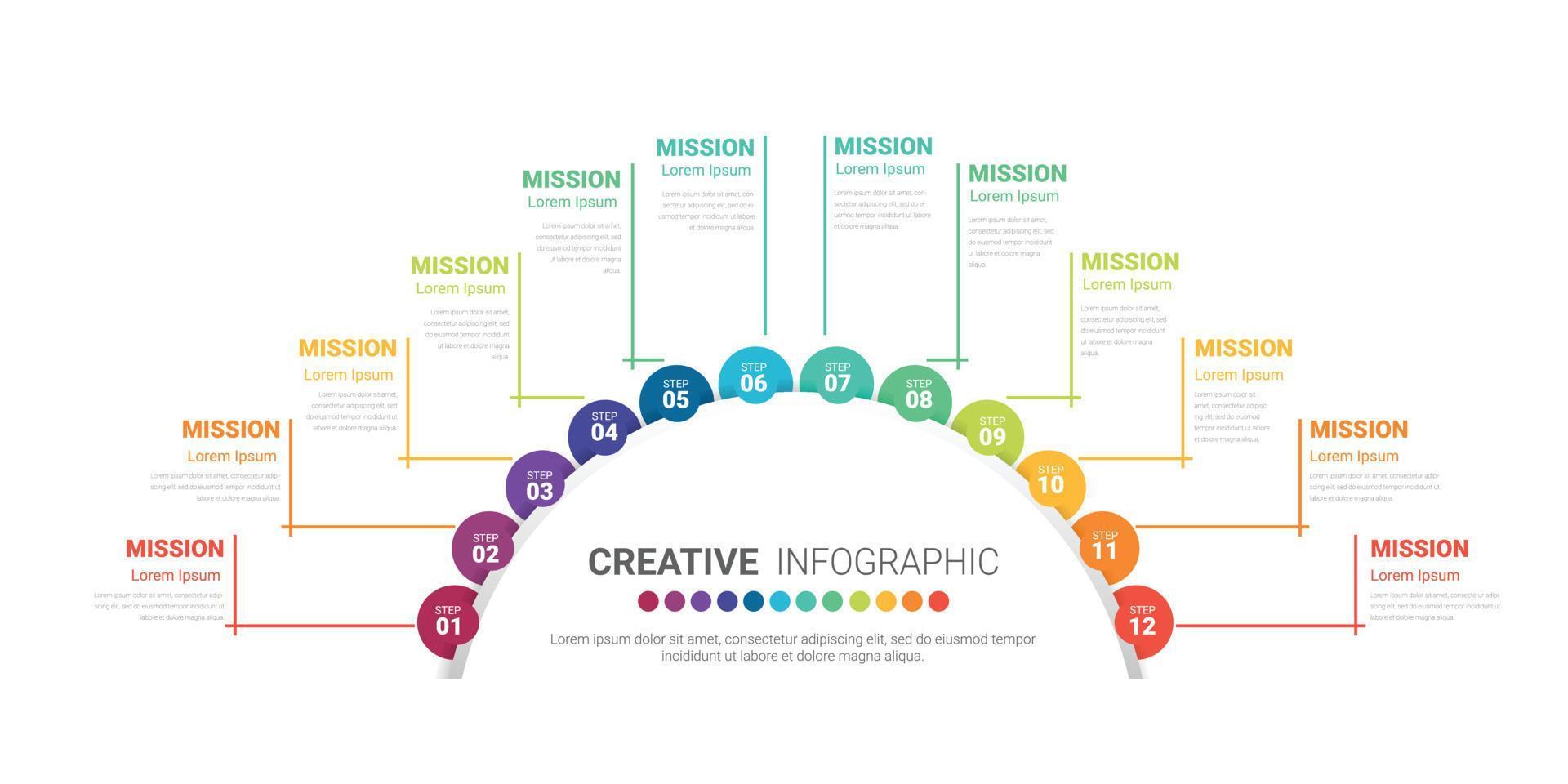 Half circle Infographic all month planners. vector