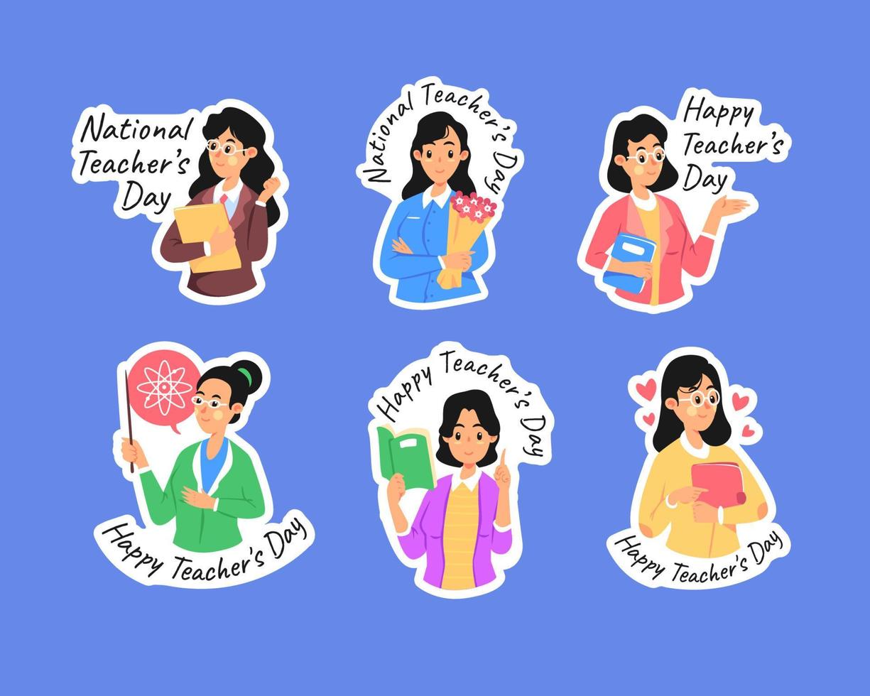 National Teachers Day Stickers Set vector