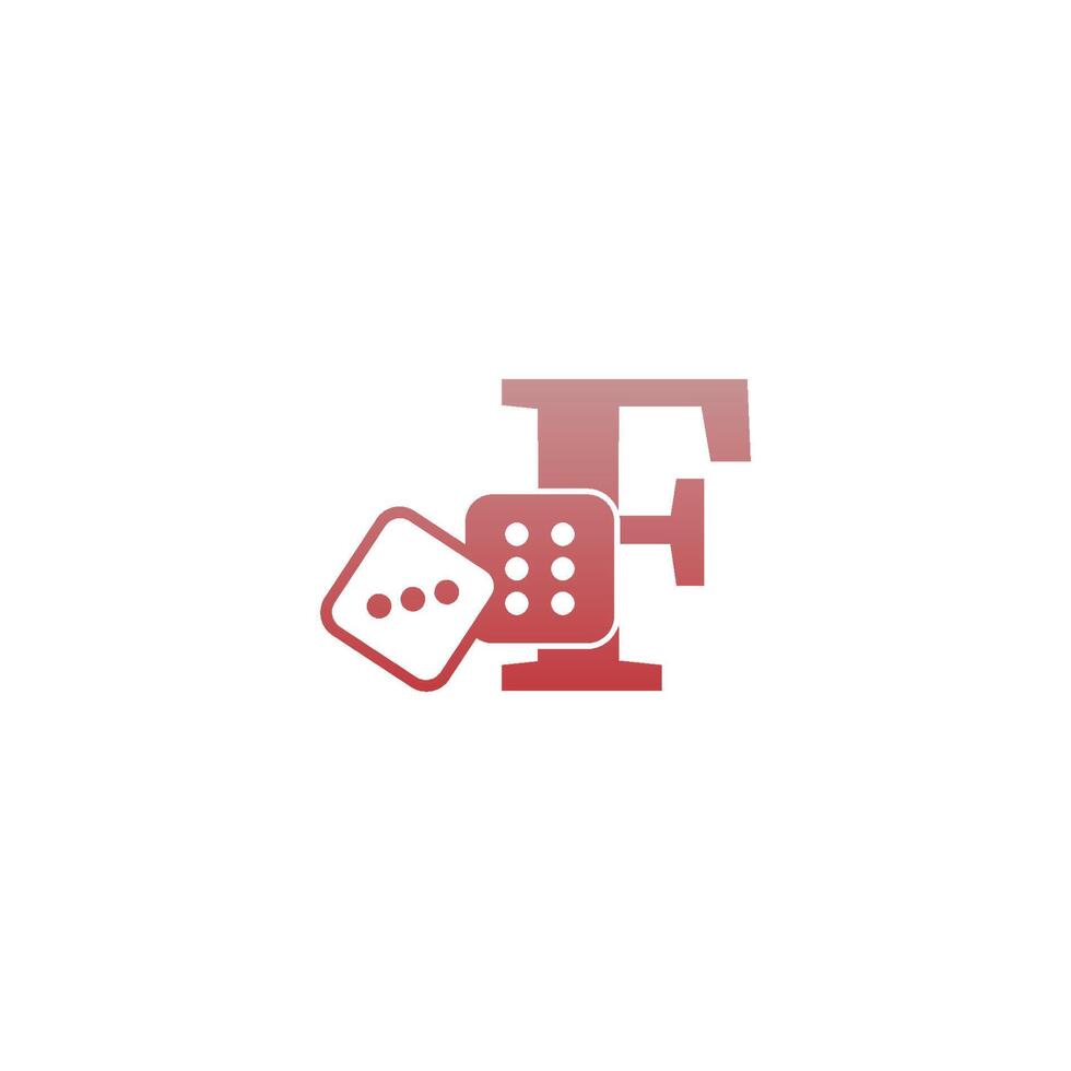 letra f con plantilla de logotipo de dos iconos de dados vector