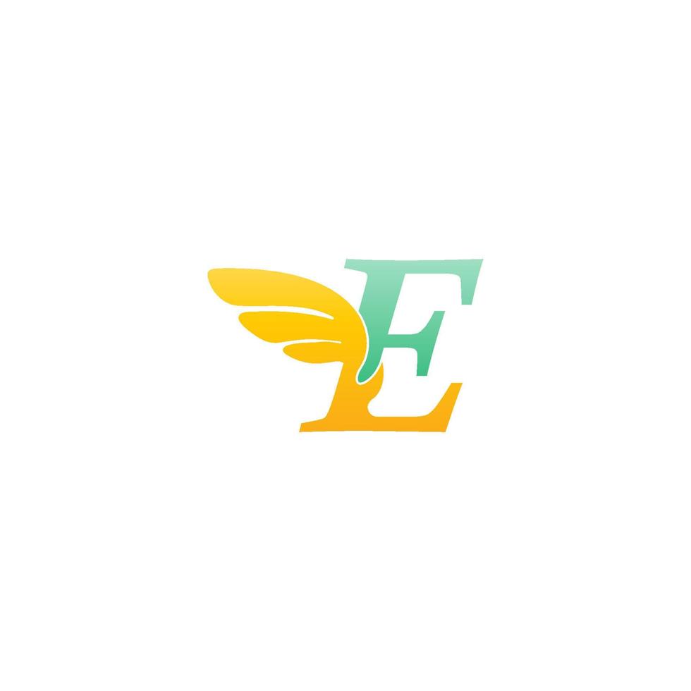 Ilustración de icono de logotipo de letra e con alas vector