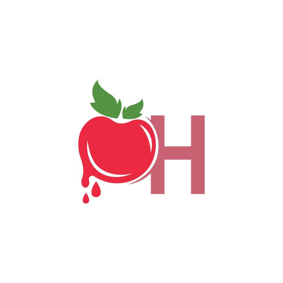 letra h con ilustración de plantilla de diseño de logotipo de icono de tomate vector