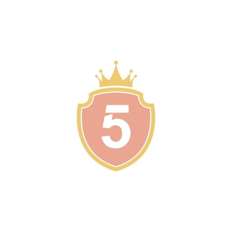 Number 5 with shield icon logo design illustration vector