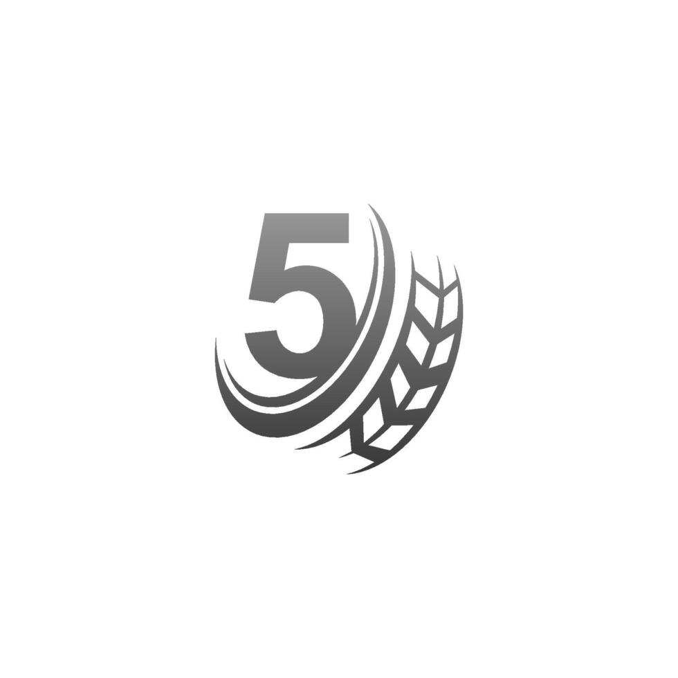 Number 5 with trailing wheel icon design template illustration vector