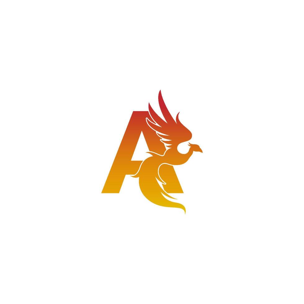 icono de letra a con plantilla de diseño de logotipo de phoenix vector