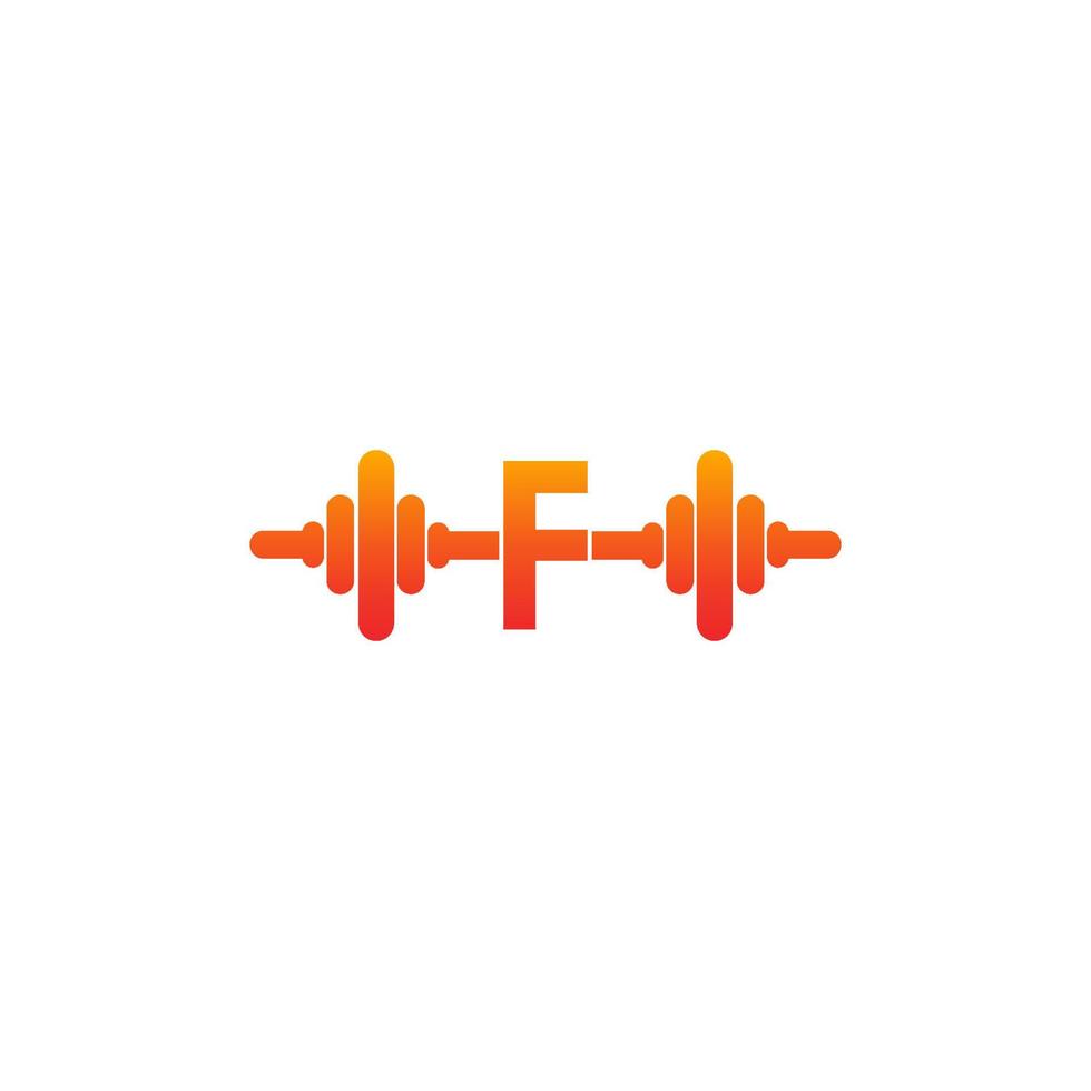 Letter F with barbell icon fitness design template illustration vector