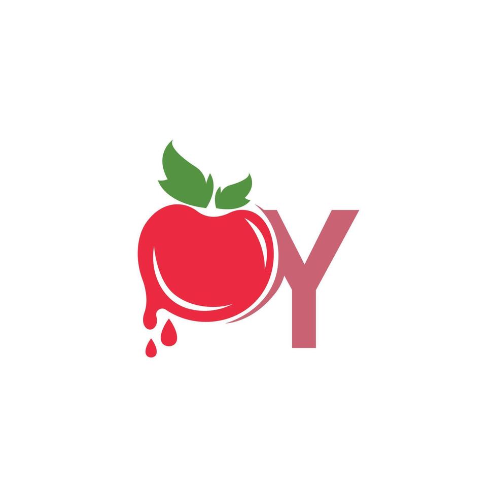 letra y con ilustración de plantilla de diseño de logotipo de icono de tomate vector