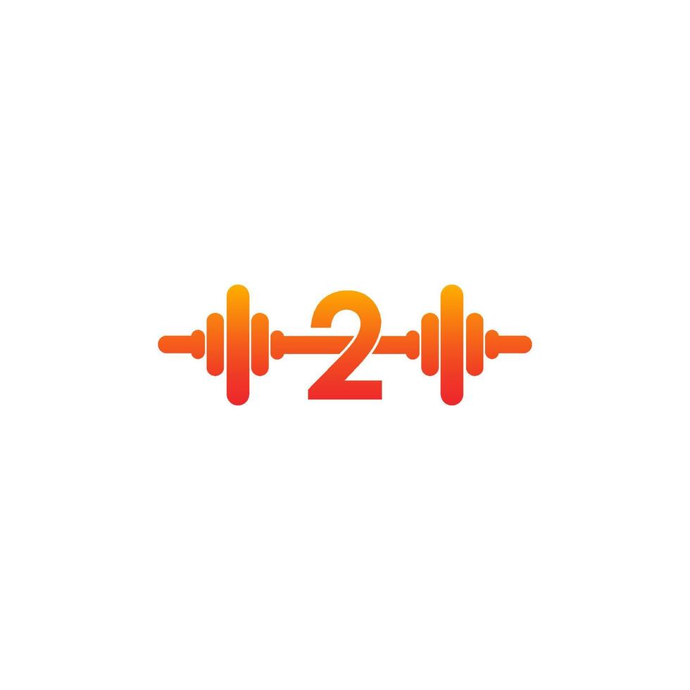 Number 2 with barbell icon fitness design template illustration vector