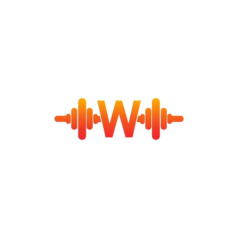 Letter W with barbell icon fitness design template illustration vector