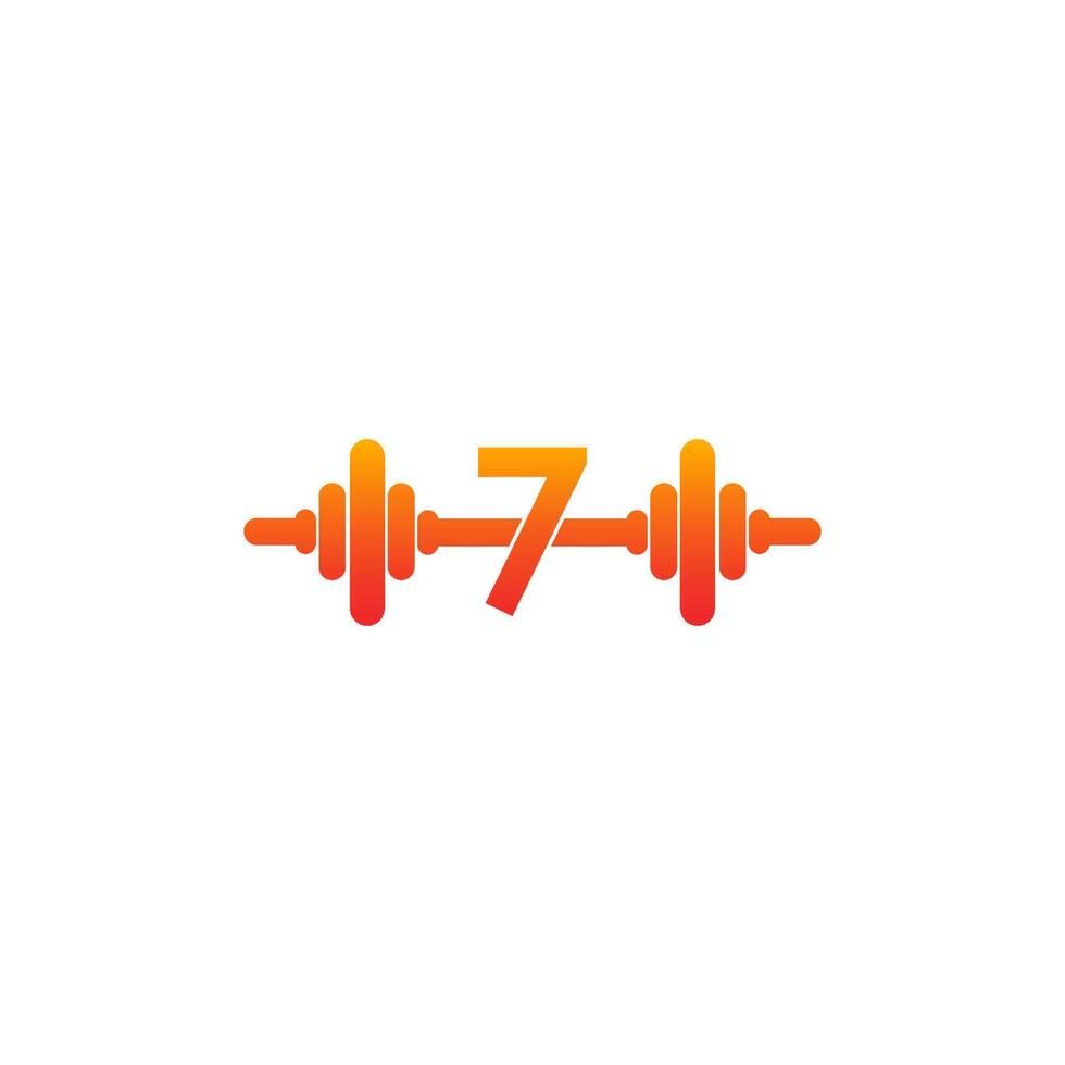 Number 7 with barbell icon fitness design template illustration vector