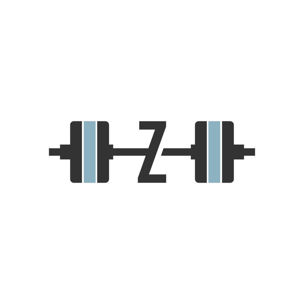 Letter Z with barbell icon fitness design template vector