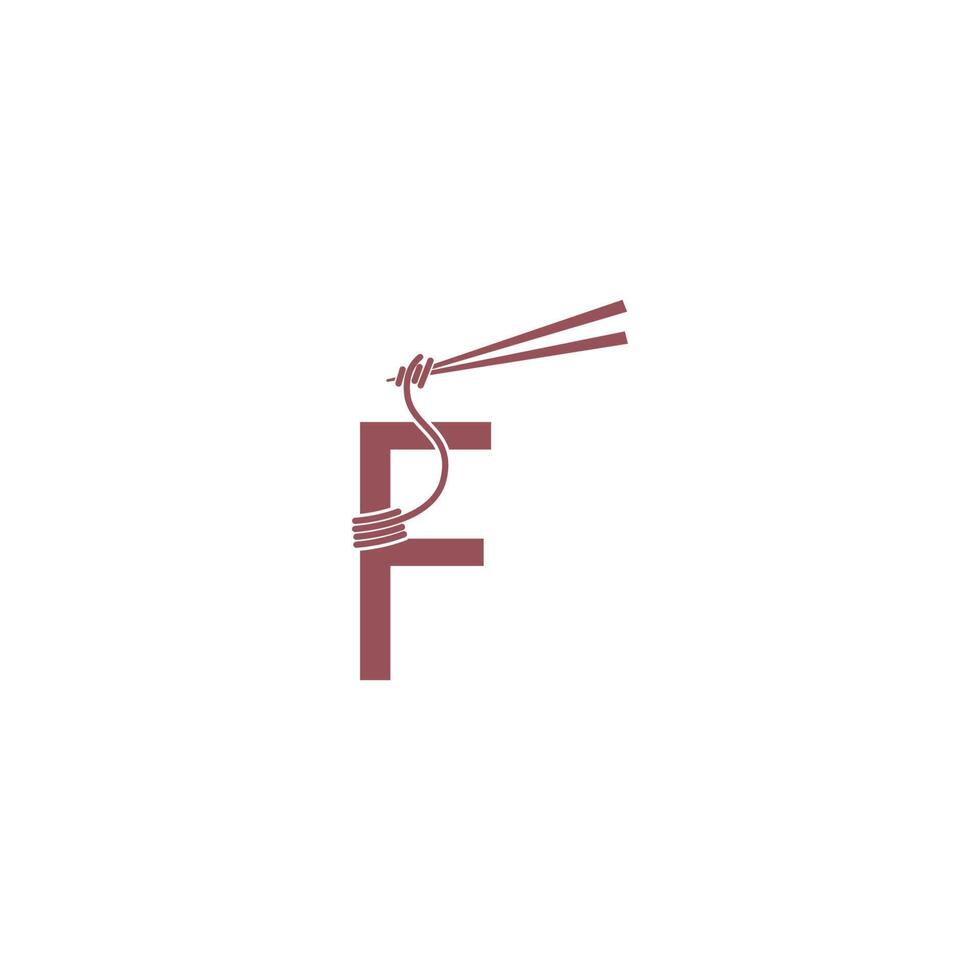diseño de fideos envuelto alrededor de una plantilla de icono de letra f vector