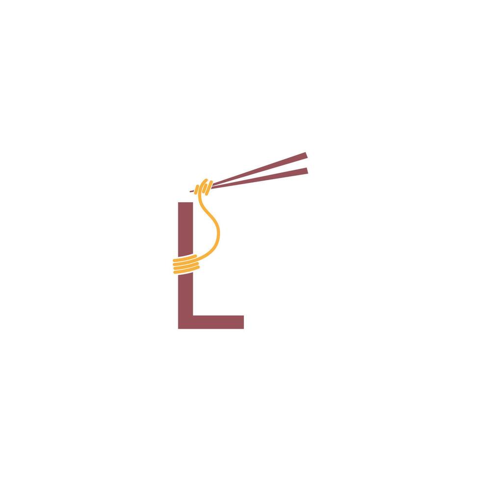 Noodle design wrapped around a letter L icon template vector