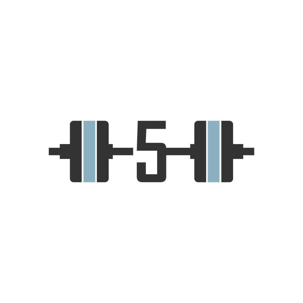 Number 5 with barbell icon fitness design template vector