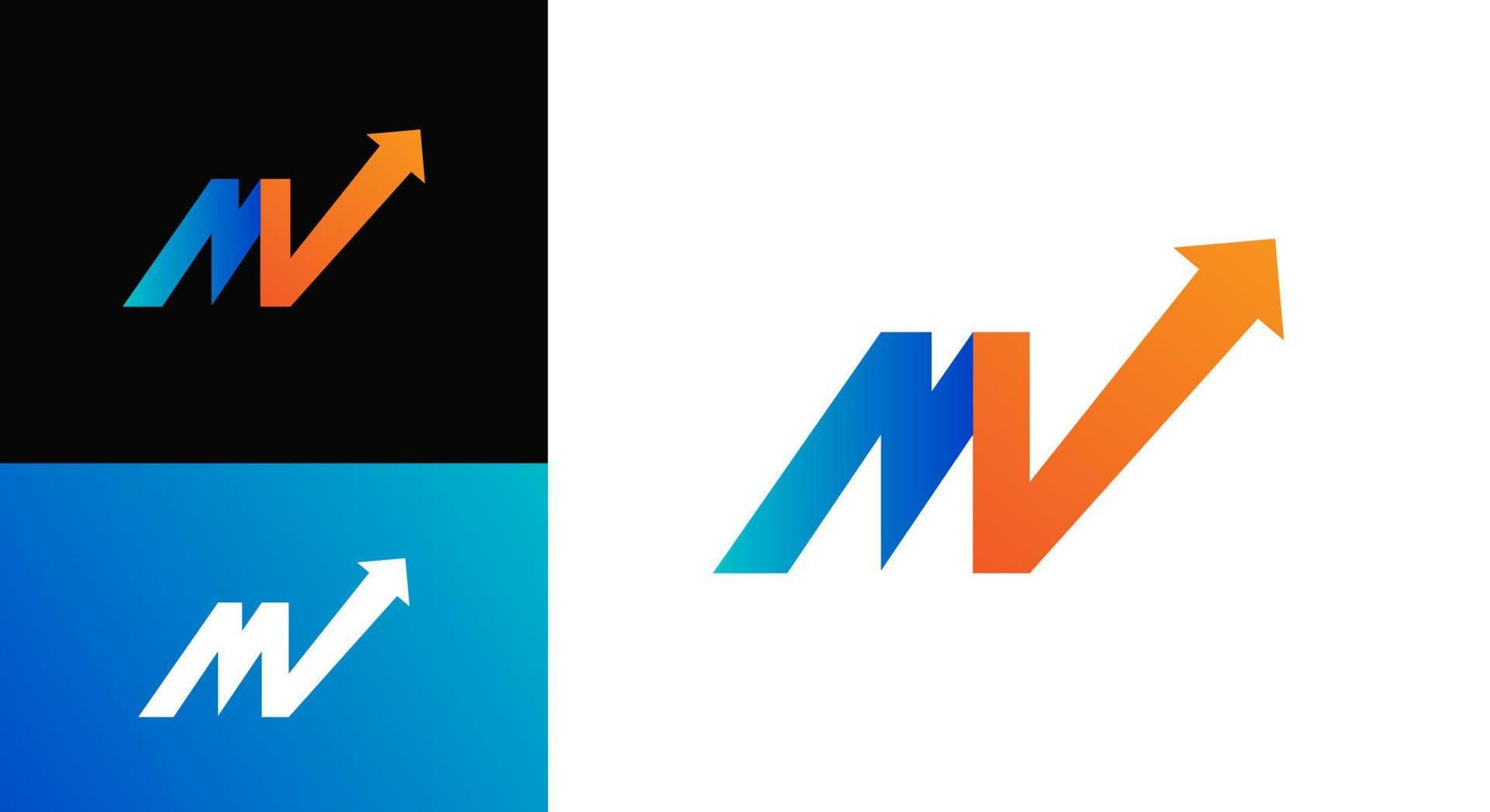 Letter M logo template and arrowhead diagram vector