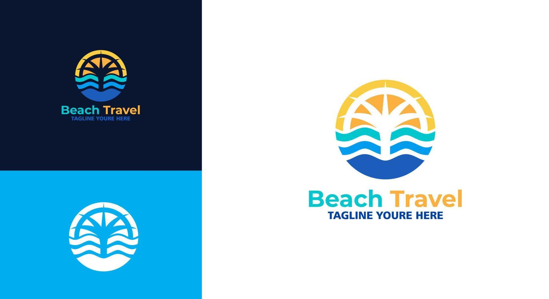 Logo template for travel and beach tourism vector