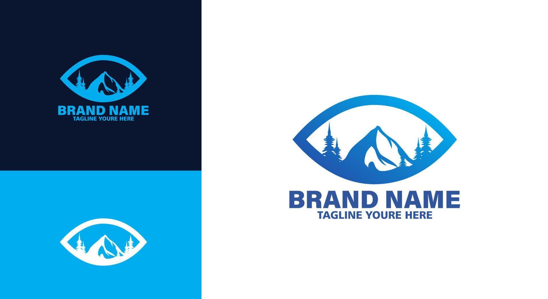 Mountain eye logo template for adventurers and travellers. vector