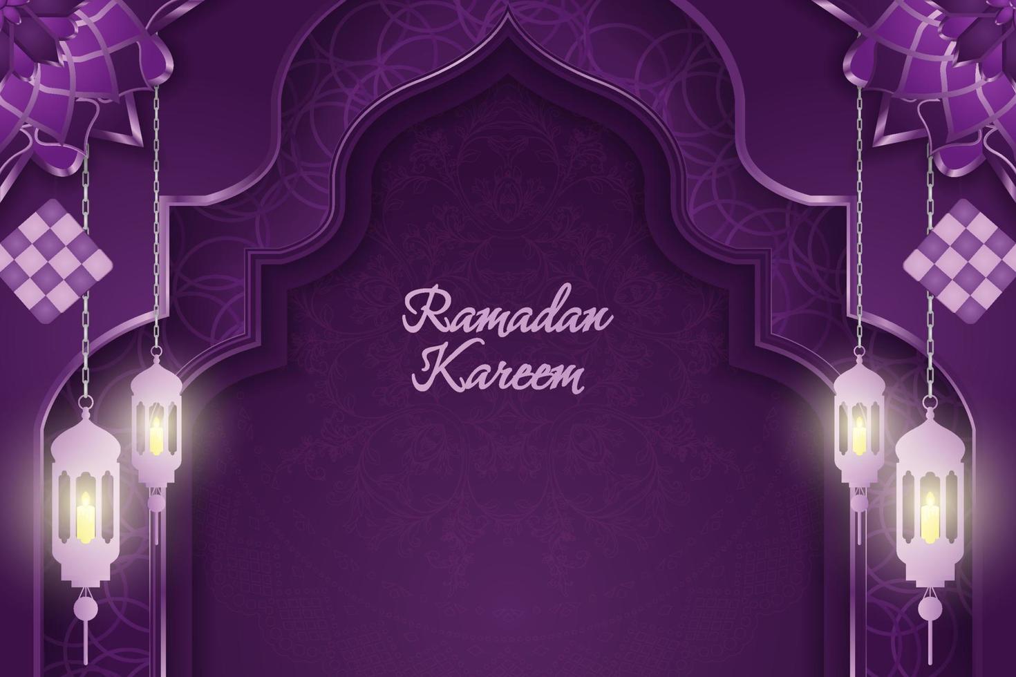 Background Ramadan Kareem Islamic style with purple color and element