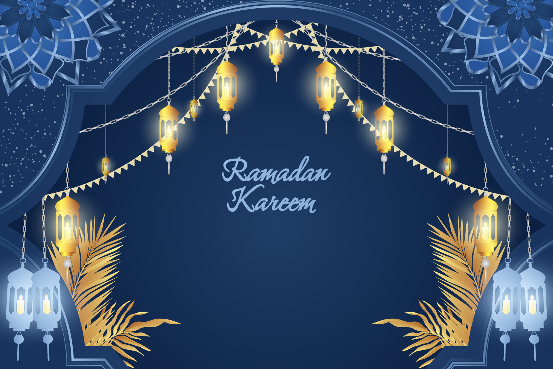 Hình nền Ramadan Kareem phong cách Hồi giáo màu xanh và vàng sang trọng với một chiếc đèn lồng đang rực rỡ sẽ giúp bạn tạo ra một màn hình điện thoại tuyệt đẹp. Hãy chuẩn bị sẵn sàng cho mùa Ramadan tuyệt vời nhất với hình nền này!