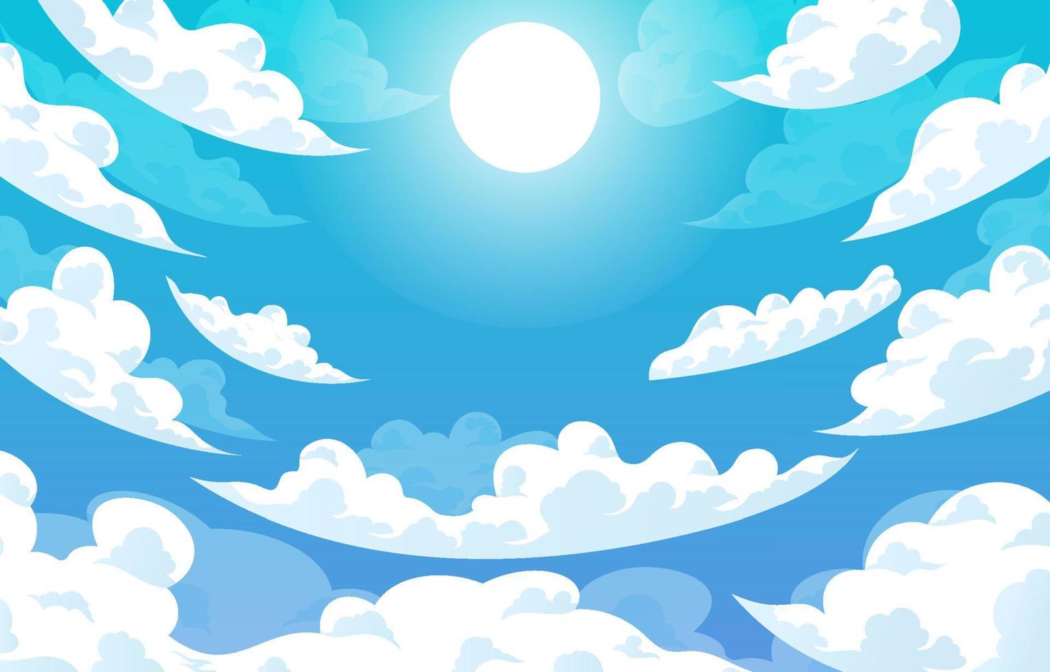 Blue Sky with Clouds Background Template vector